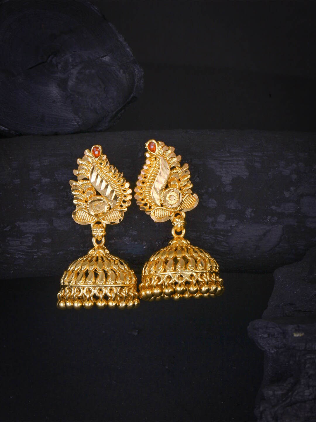 

MEENAZ Gold-Plated Dome Shaped Jhumkas