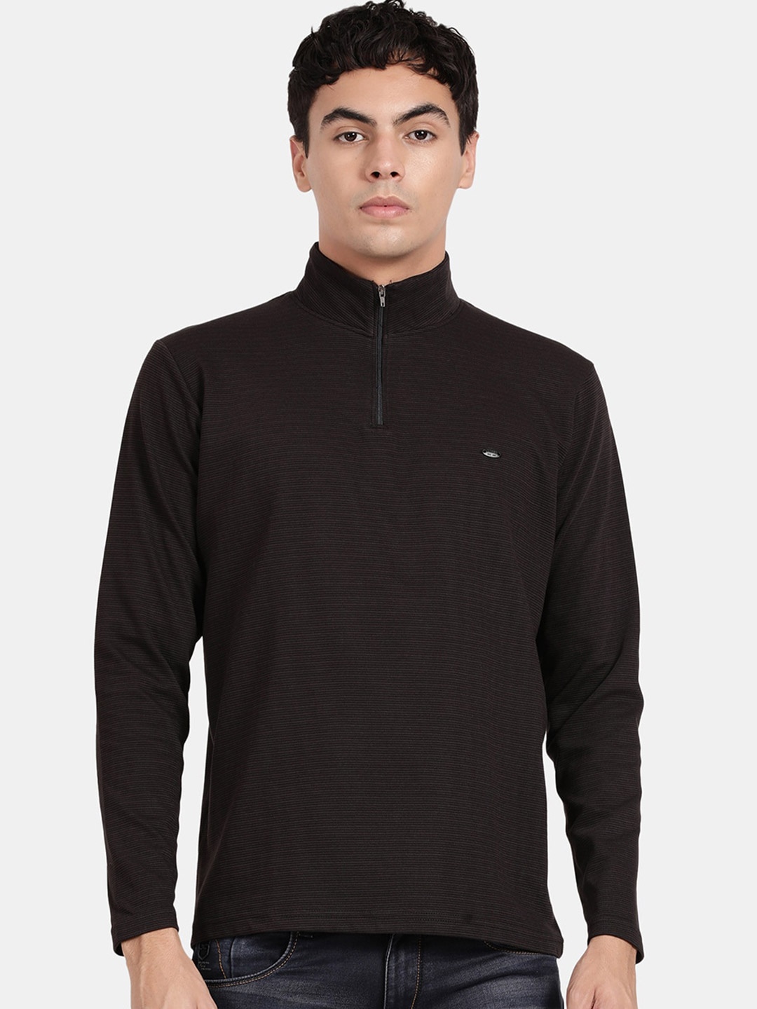

t-base Striped High Neck T-shirt, Black