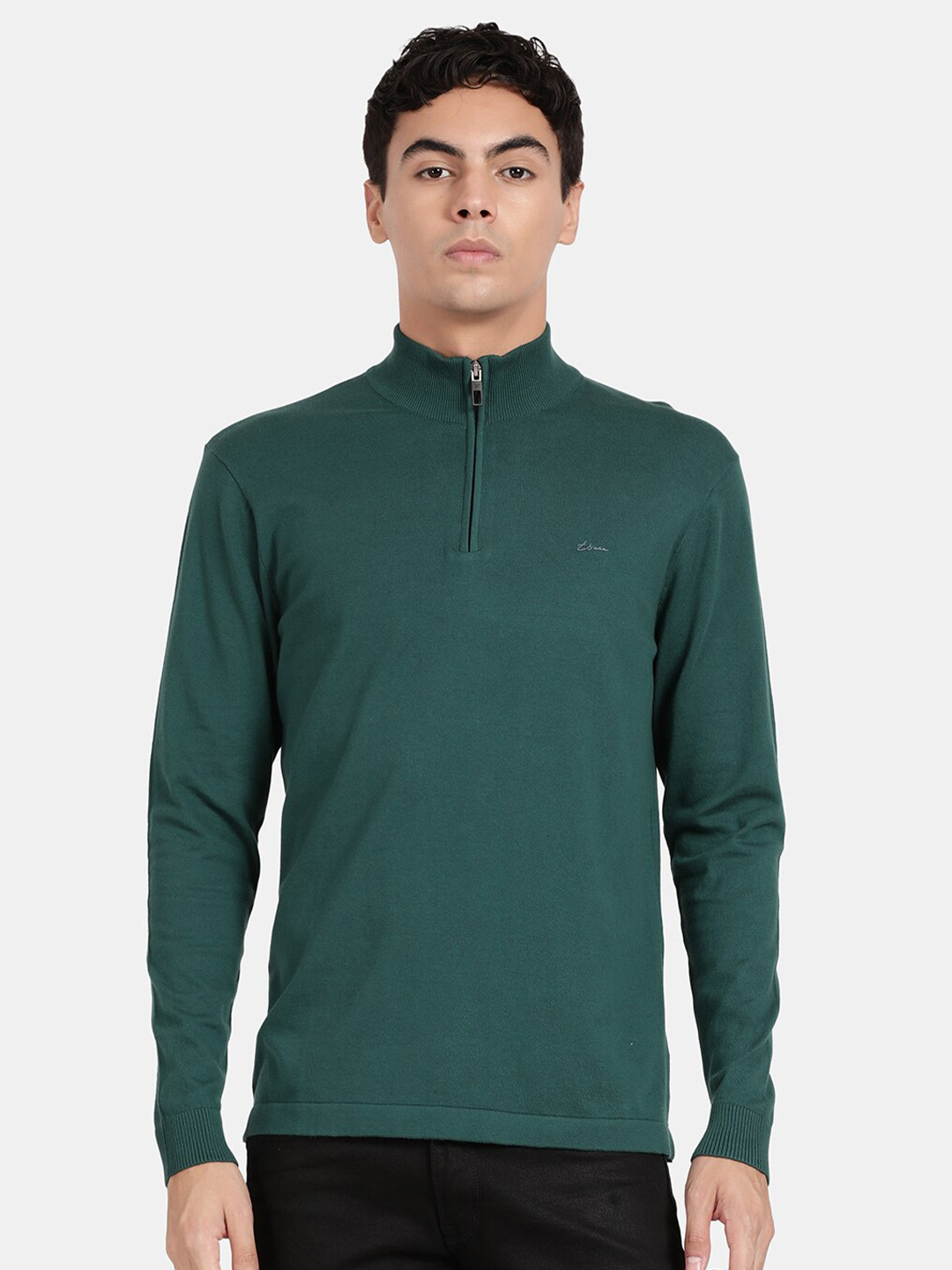 

t-base Men High Neck Long Sleeves T-shirt, Green