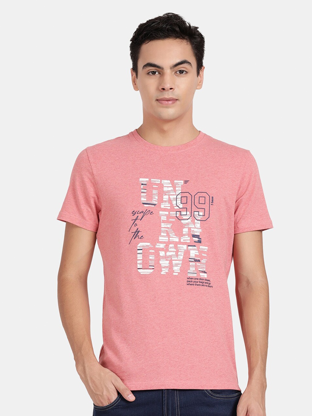 

t-base Typography Printed T-shirt, Pink