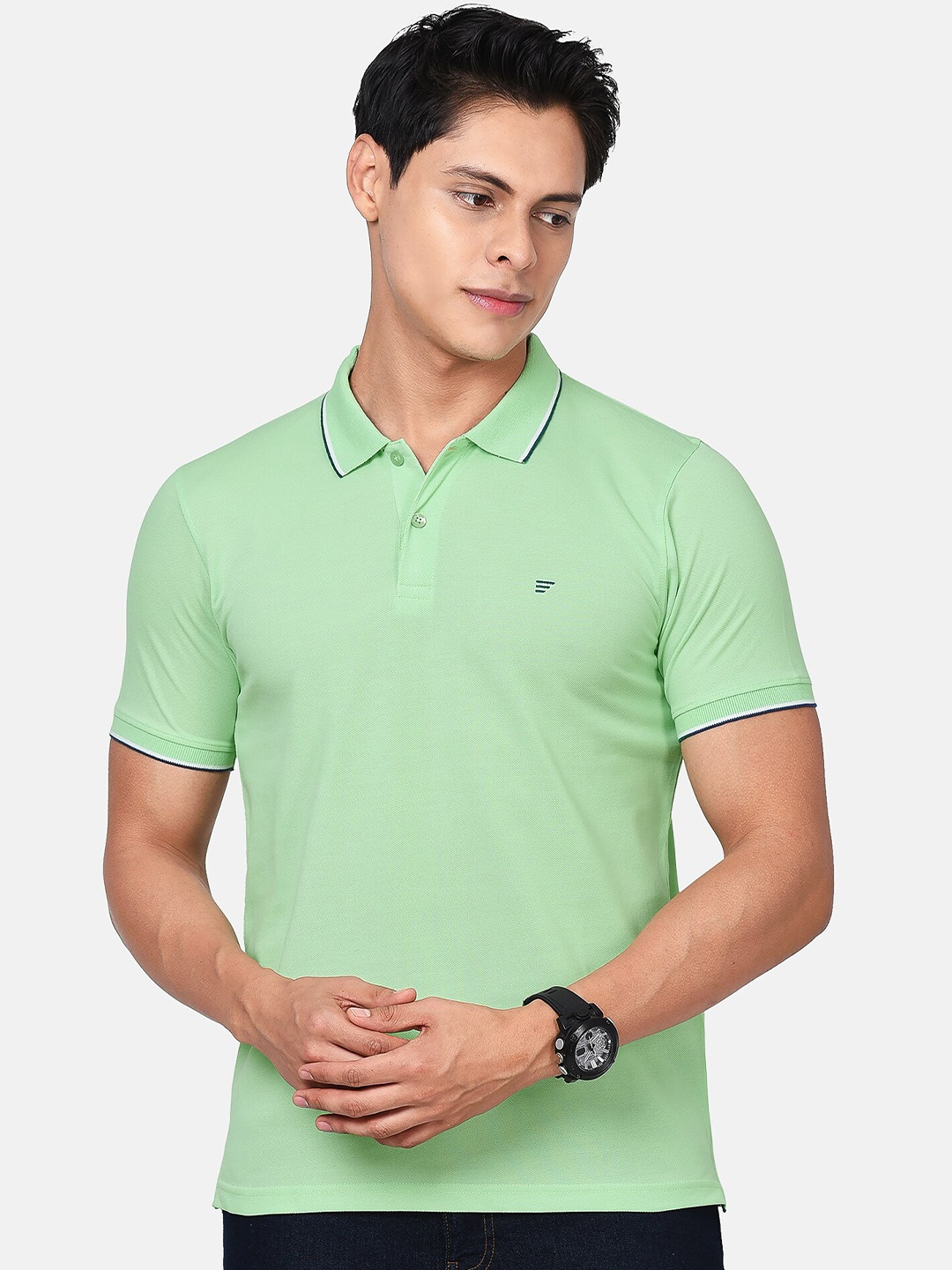 

t-base Polo Collar Cotton T-shirt, Green