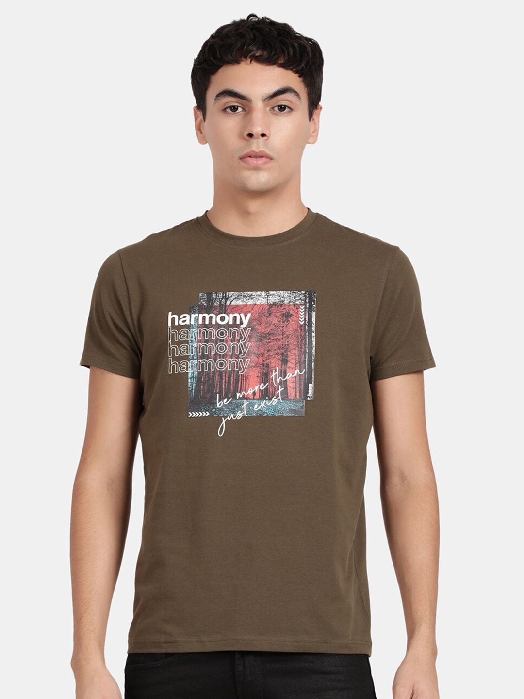 

t-base Typography Printed T-shirt, Green