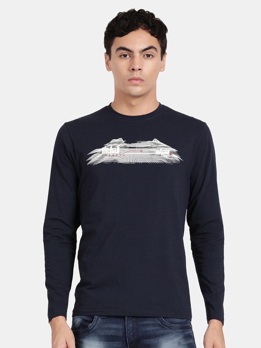 

t-base Graphic Printed Round Neck T-shirt, Navy blue