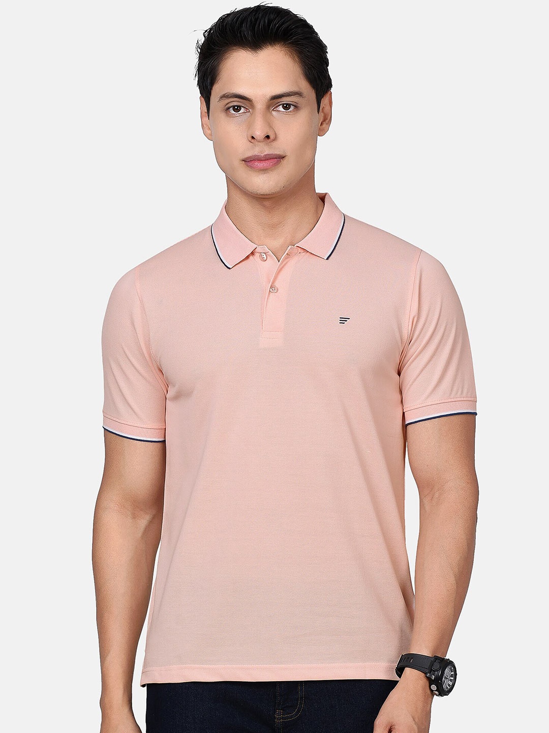 

t-base Polo Collar Cotton Casual T-shirt, Rose