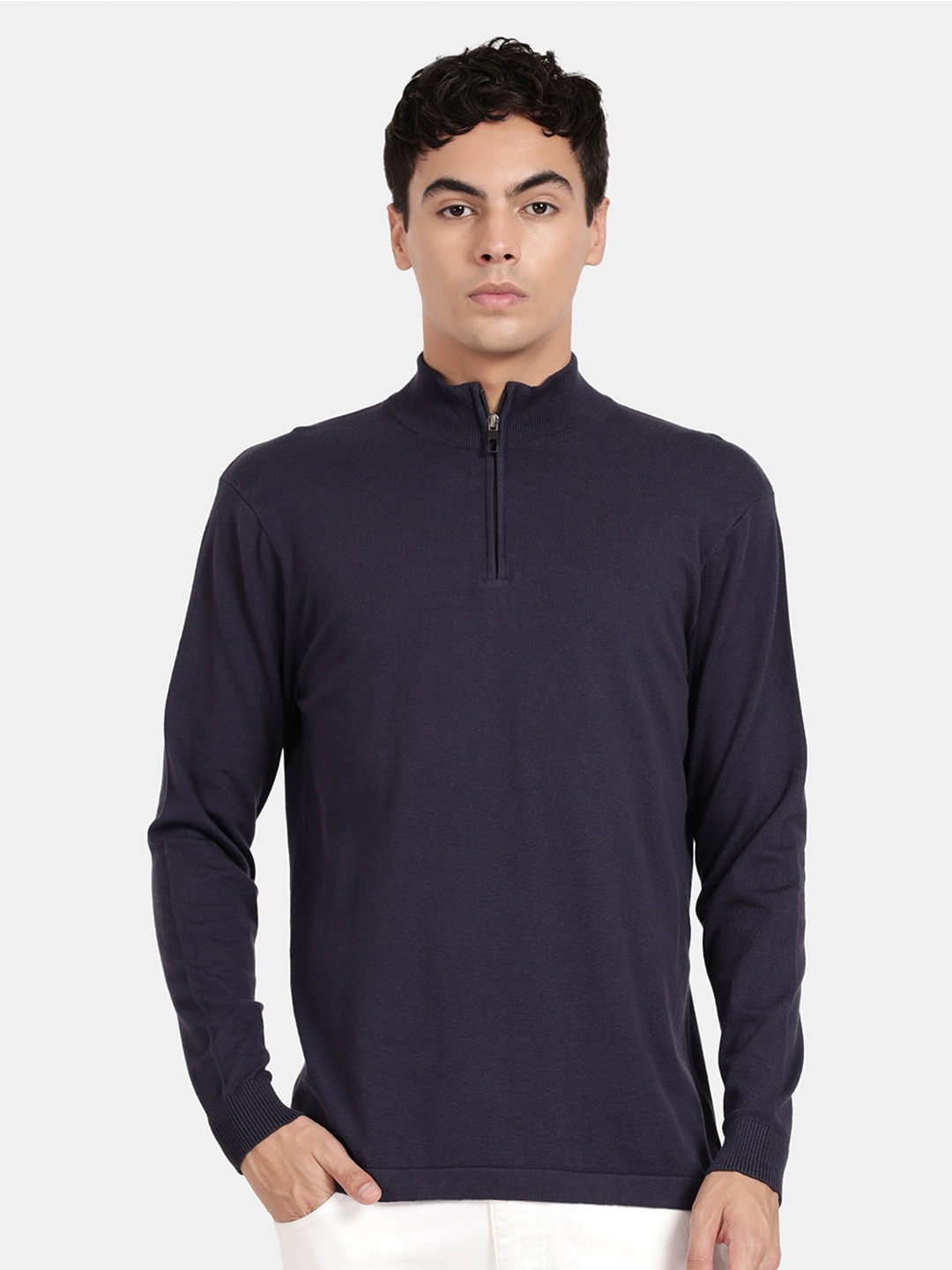 

t-base High Neck Long Sleeves T-shirt, Navy blue