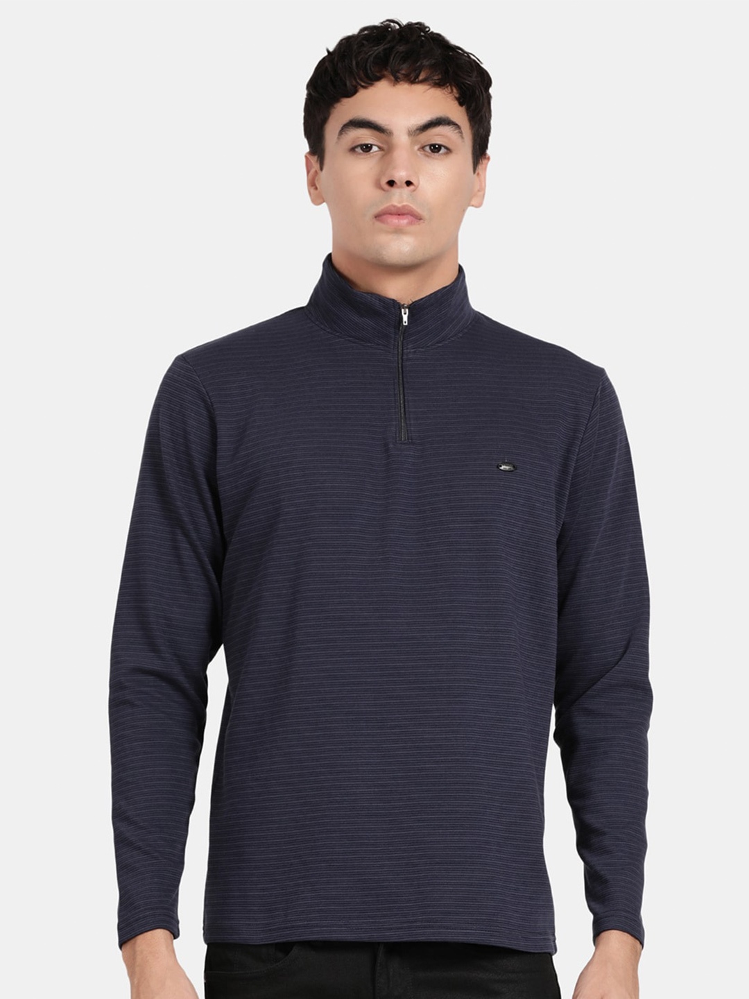 

t-base Striped High Neck Long Sleeves T-shirt, Navy blue