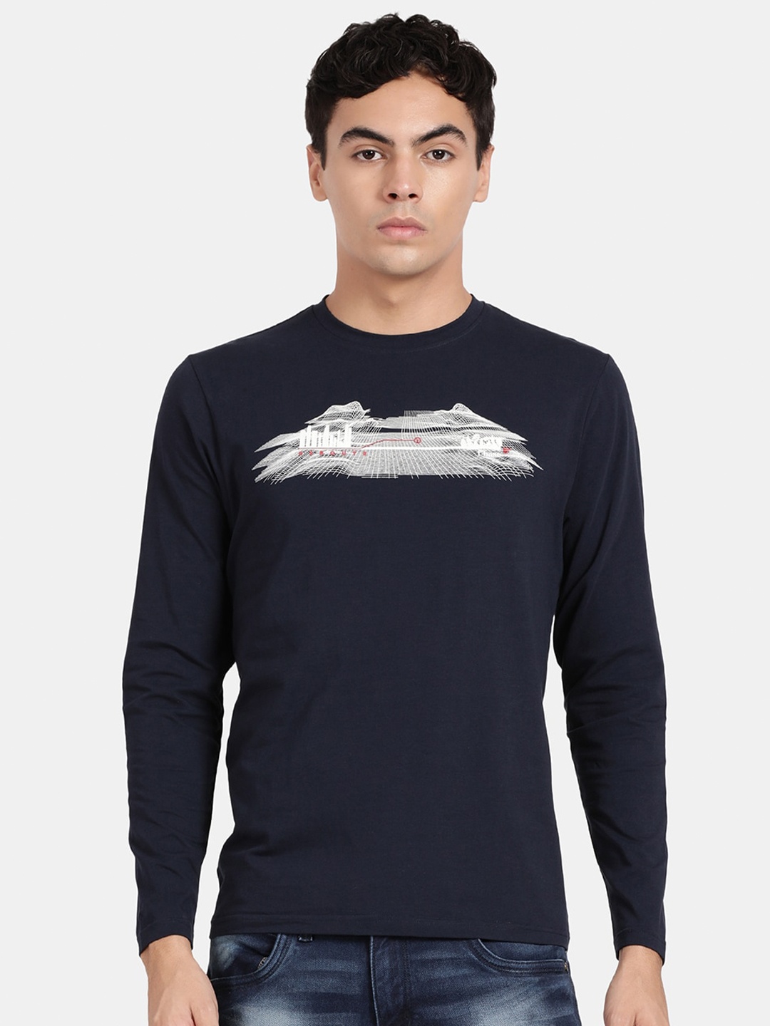 

t-base Graphic Printed Long Sleeves T-shirt, Navy blue