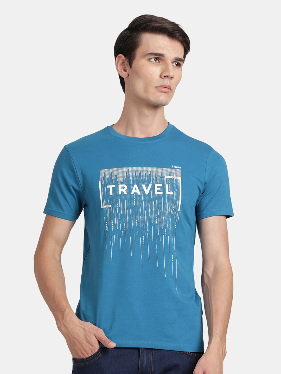 

t-base Typography Printed T-shirt, Blue