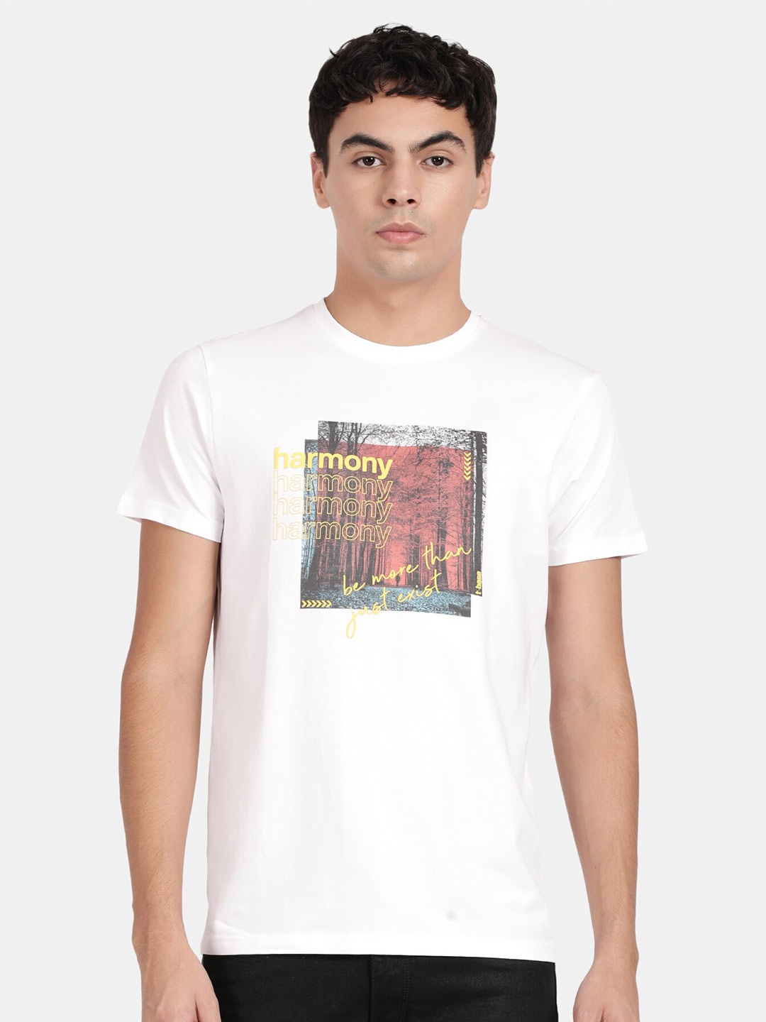 

t-base Men Typography Printed T-shirt, Off white