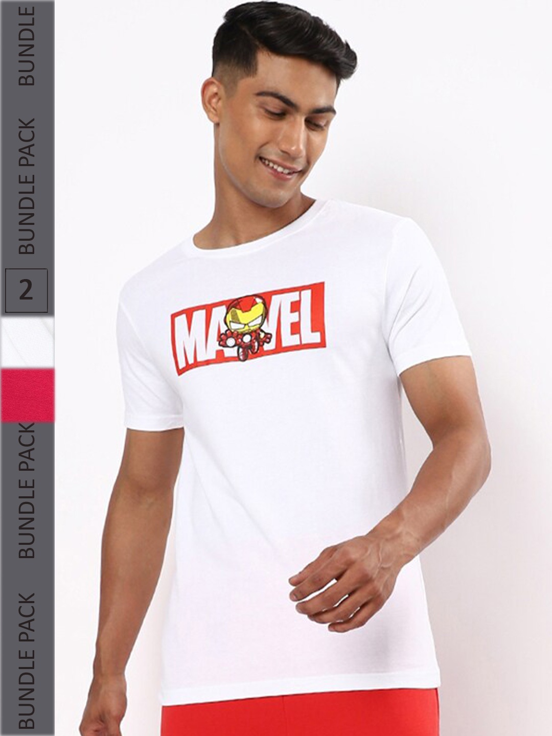 

Bewakoof Pack of 2 Printed Cotton T-shirt, Red