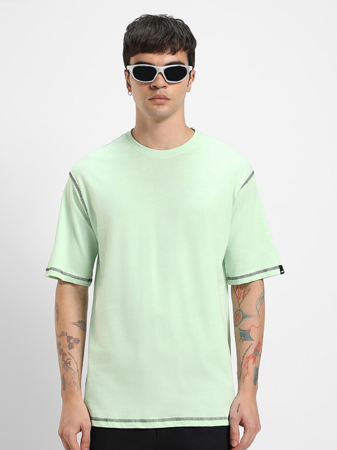 

Bewakoof Oversized Casual Pure Cotton T-shirt, Green