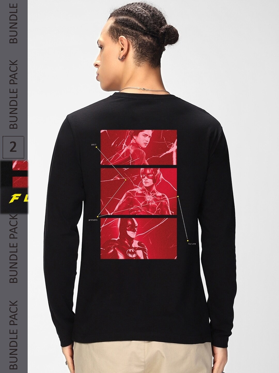 

Bewakoof Black Flash Hero Graphic Printed T-shirt