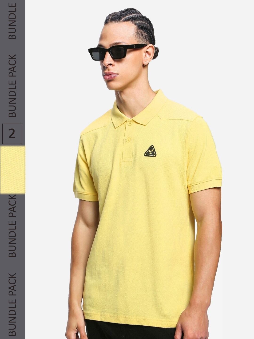 

Bewakoof Pack of 2 Yellow Polo T-shirts