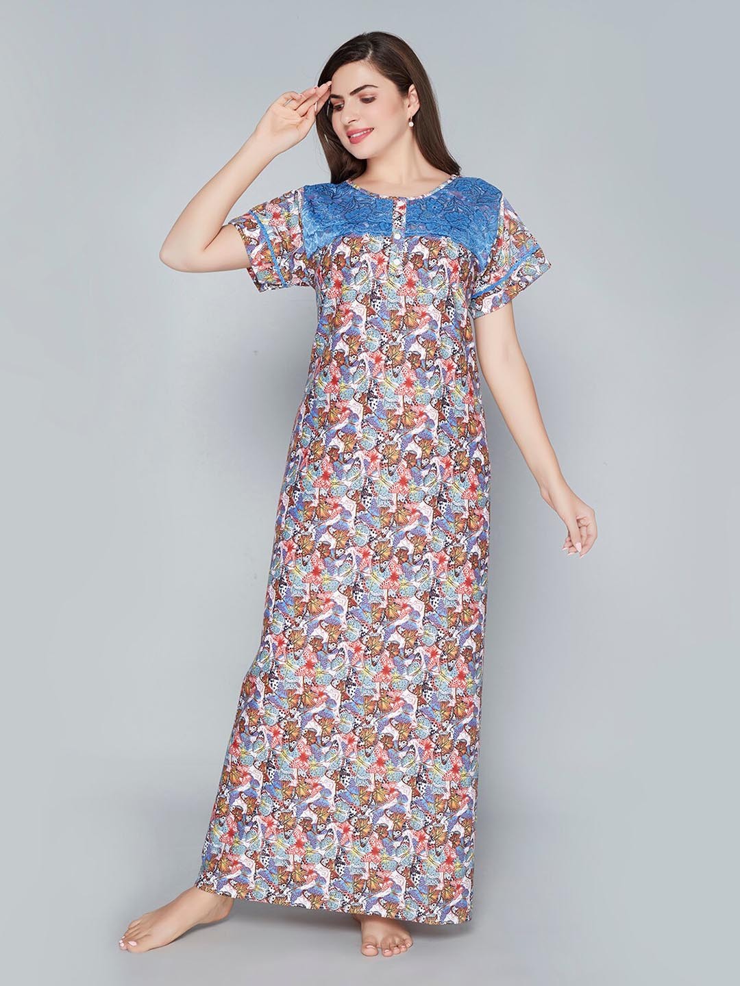 

Lady Love Conversational Printed Maxi Nightdress, Blue