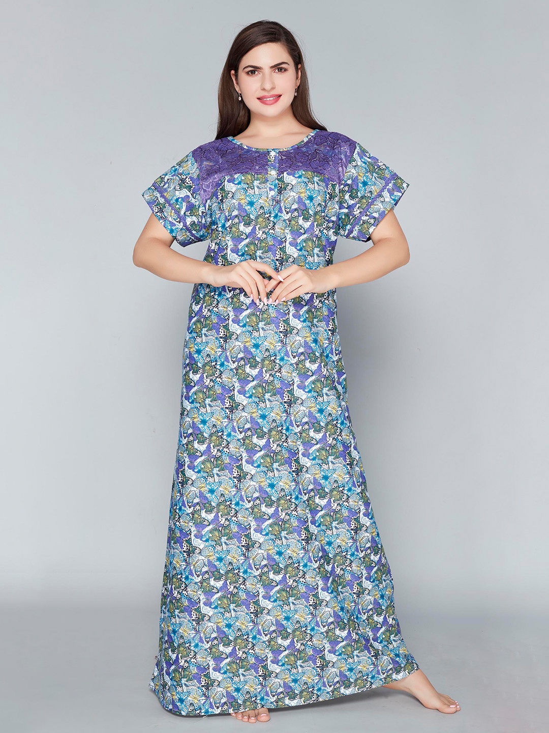 

Lady Love Printed Maxi Nightdress, Blue