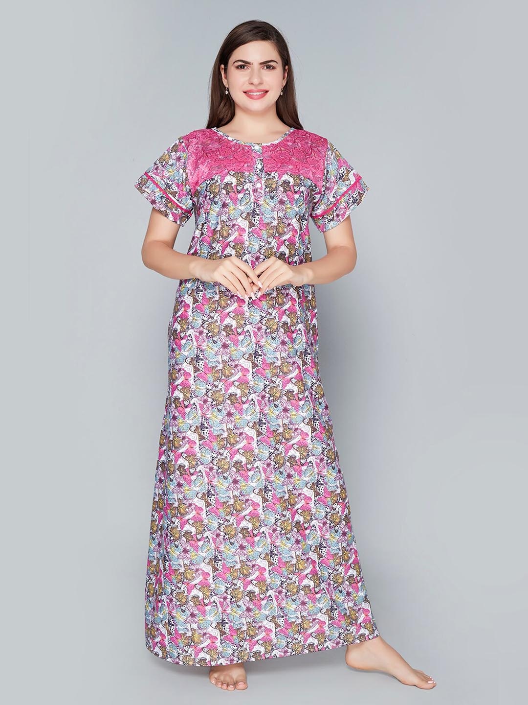

Lady Love Conversational Printed Maxi Nightdress, Pink