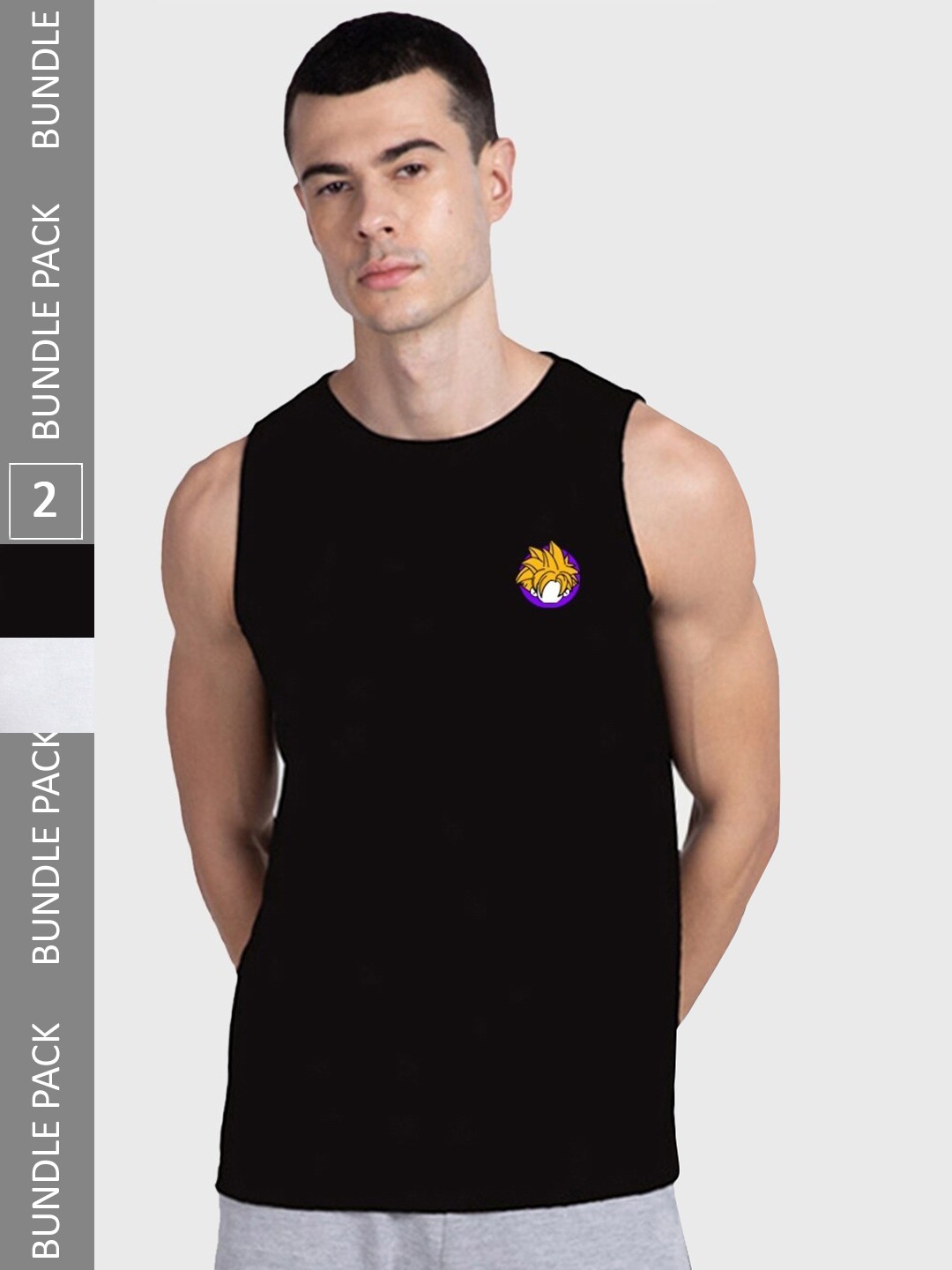

Bewakoof Pack of 2 Black & White Graphic Printed Vest