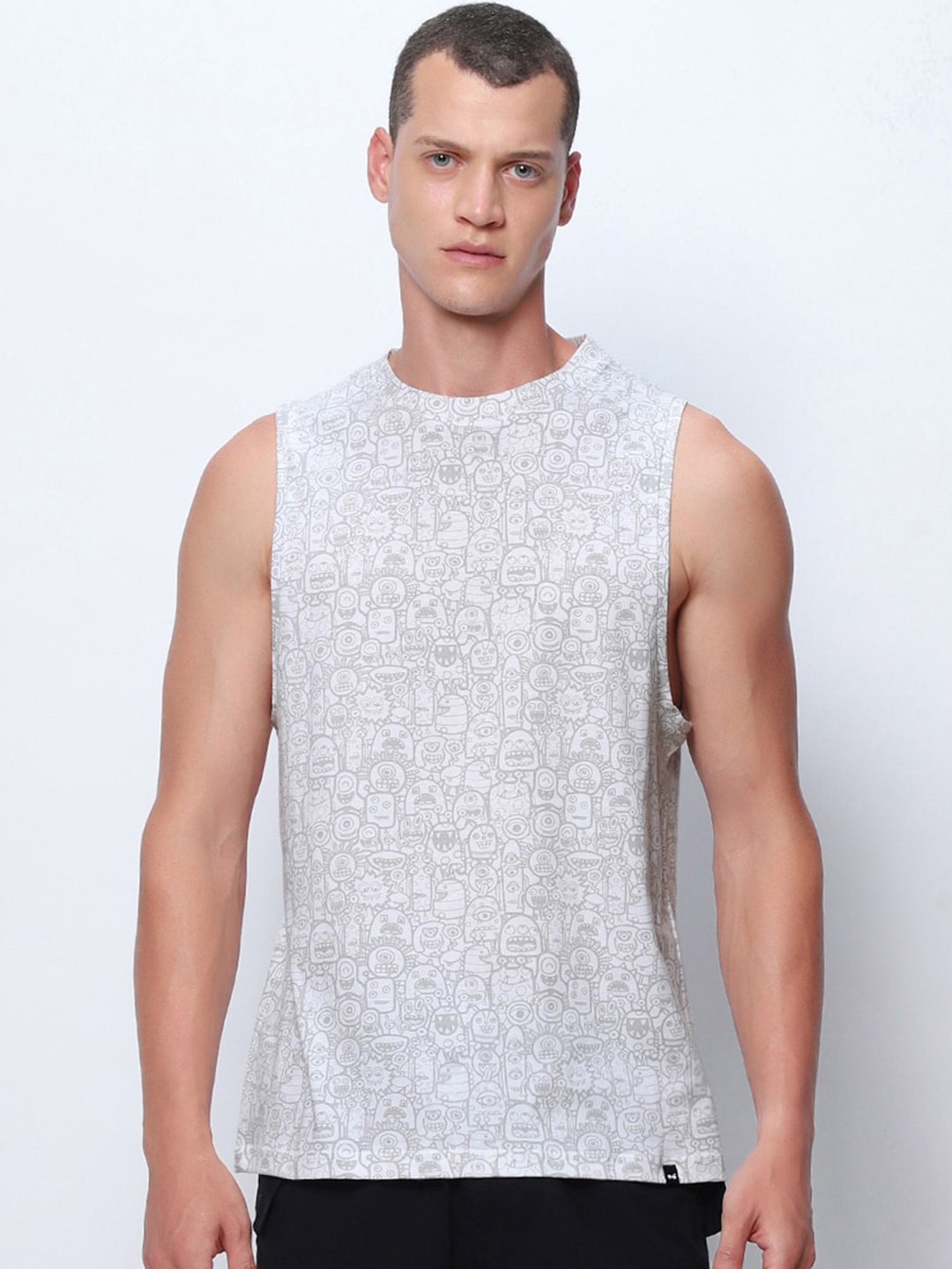 

Bewakoof Printed Pure Cotton Innerwear Vest, White