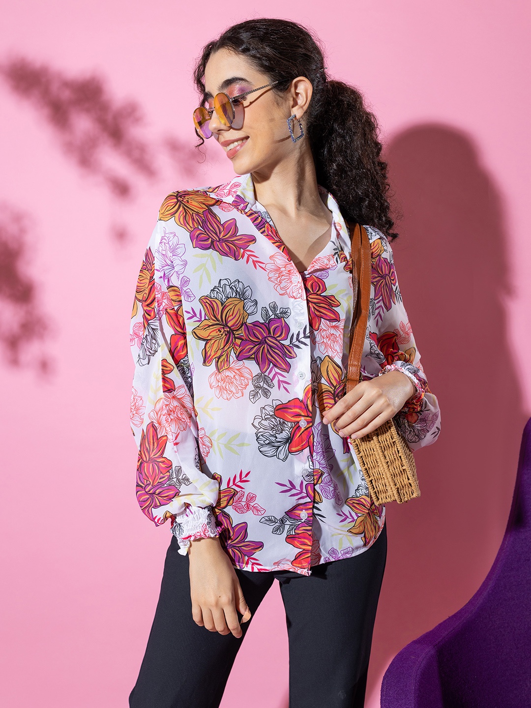 

Stylecast X Hersheinbox Floral Printed Casual Shirt, White