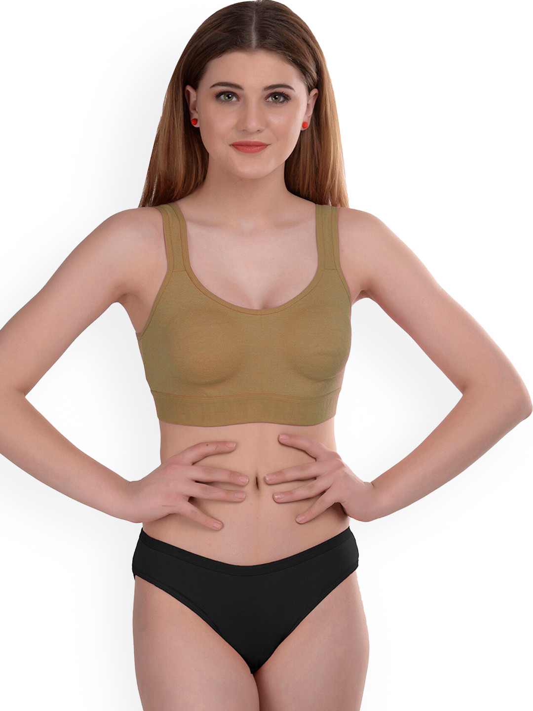

AROUSY Non-Padded Cotton Lingerie Set Gayla Set_Brown_40