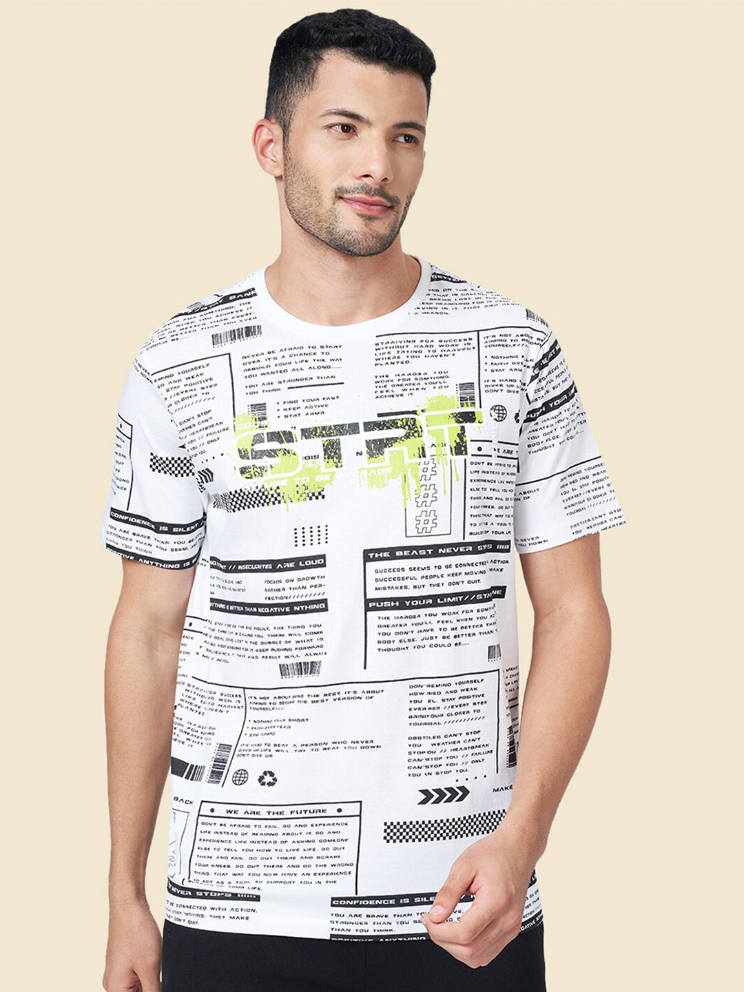 

Street Armor by Pantaloons Typography Printed Pure Cotton T-shirt, White