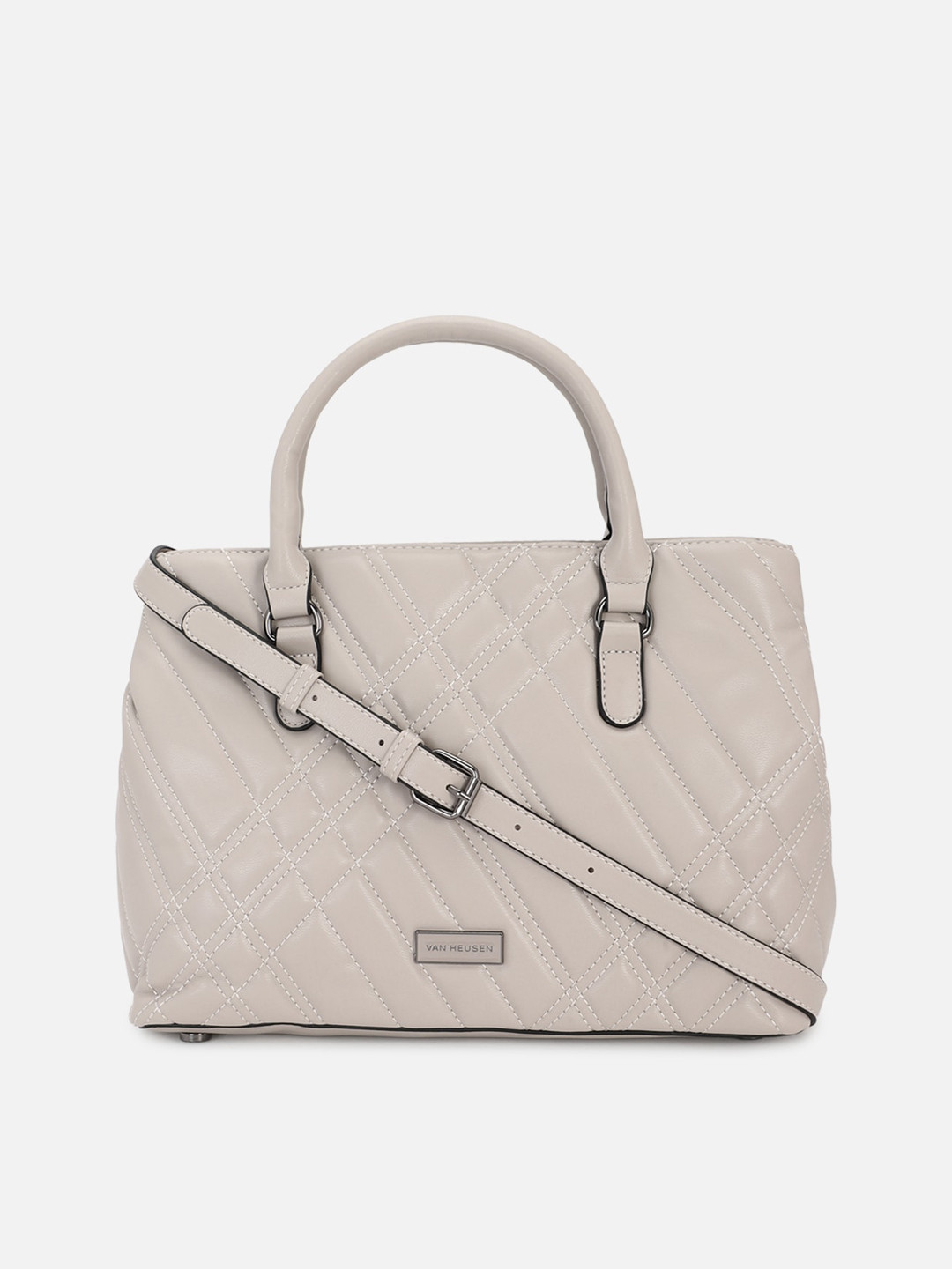 

Van Heusen Quilted Textured Structured Handheld Bag, Cream