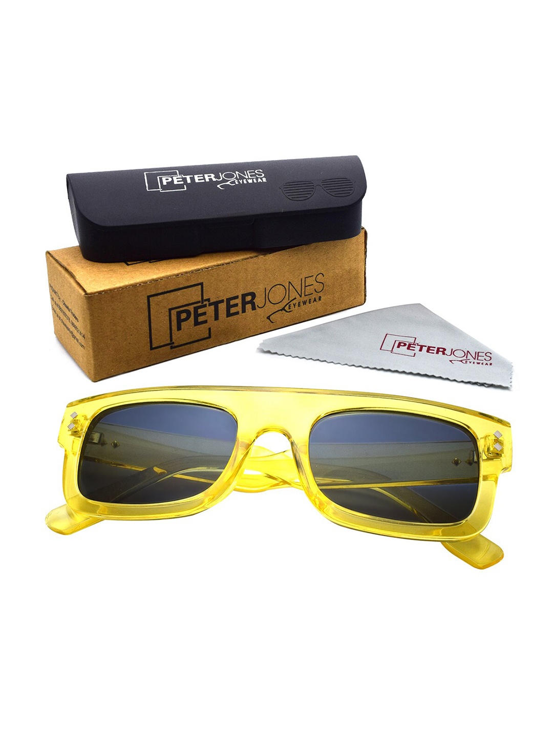 

Peter Jones Eyewear Women Lens & Square Sunglasses With UV Protected Lens ZN3637OG, Black