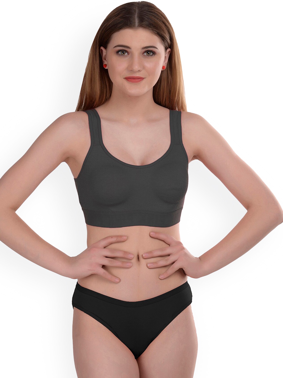 

AROUSY Cotton Padded Lingerie Set, Grey