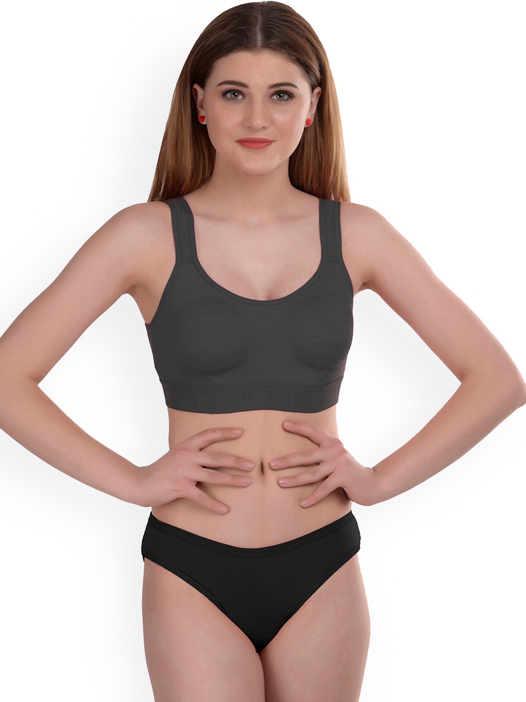 

AROUSY Cotton Padded Lingerie Set, Grey
