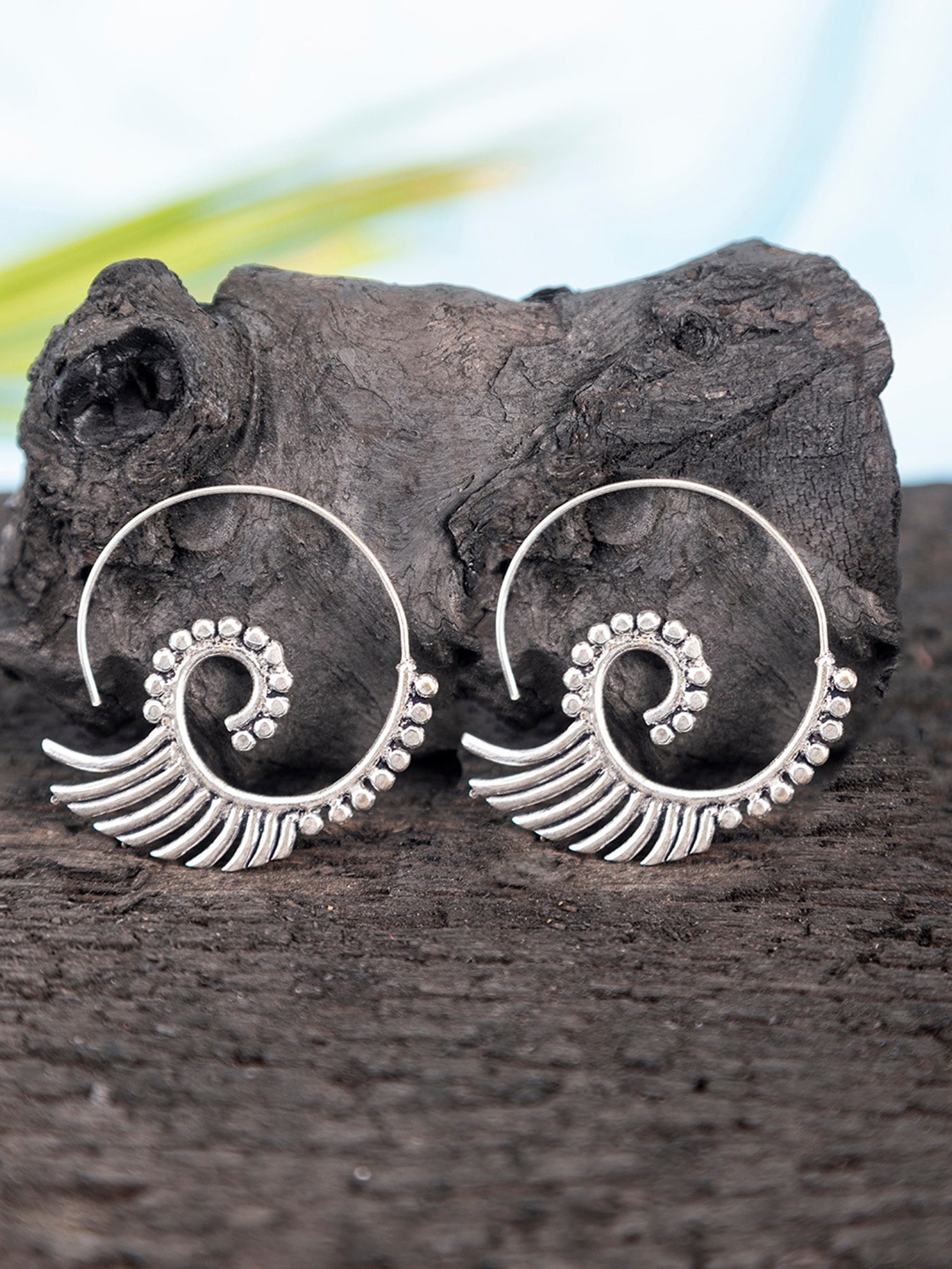 

Studio One Love Silver-Plated Circular Shaped Hoop Earrings