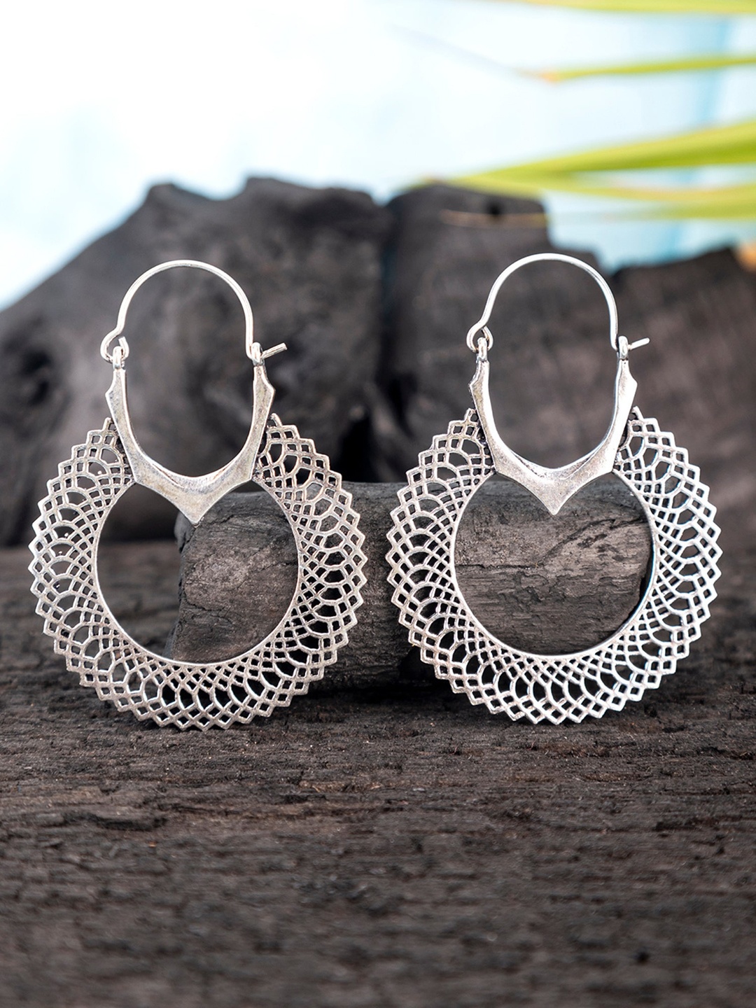 

Studio One Love Silver-Plated Contemporary Hoop Earrings