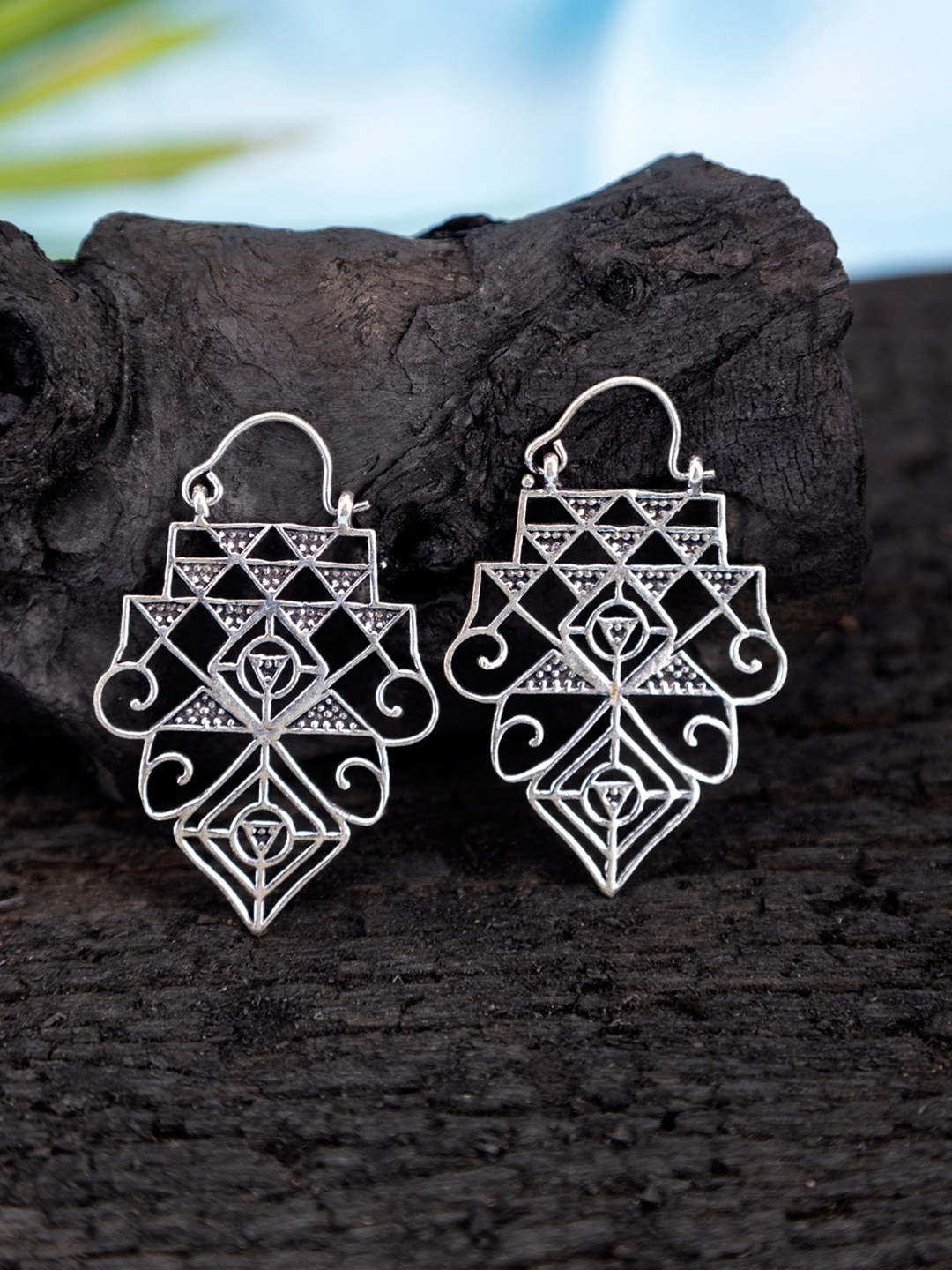 

Studio One Love Silver-Plated Contemporary Hoop Earrings