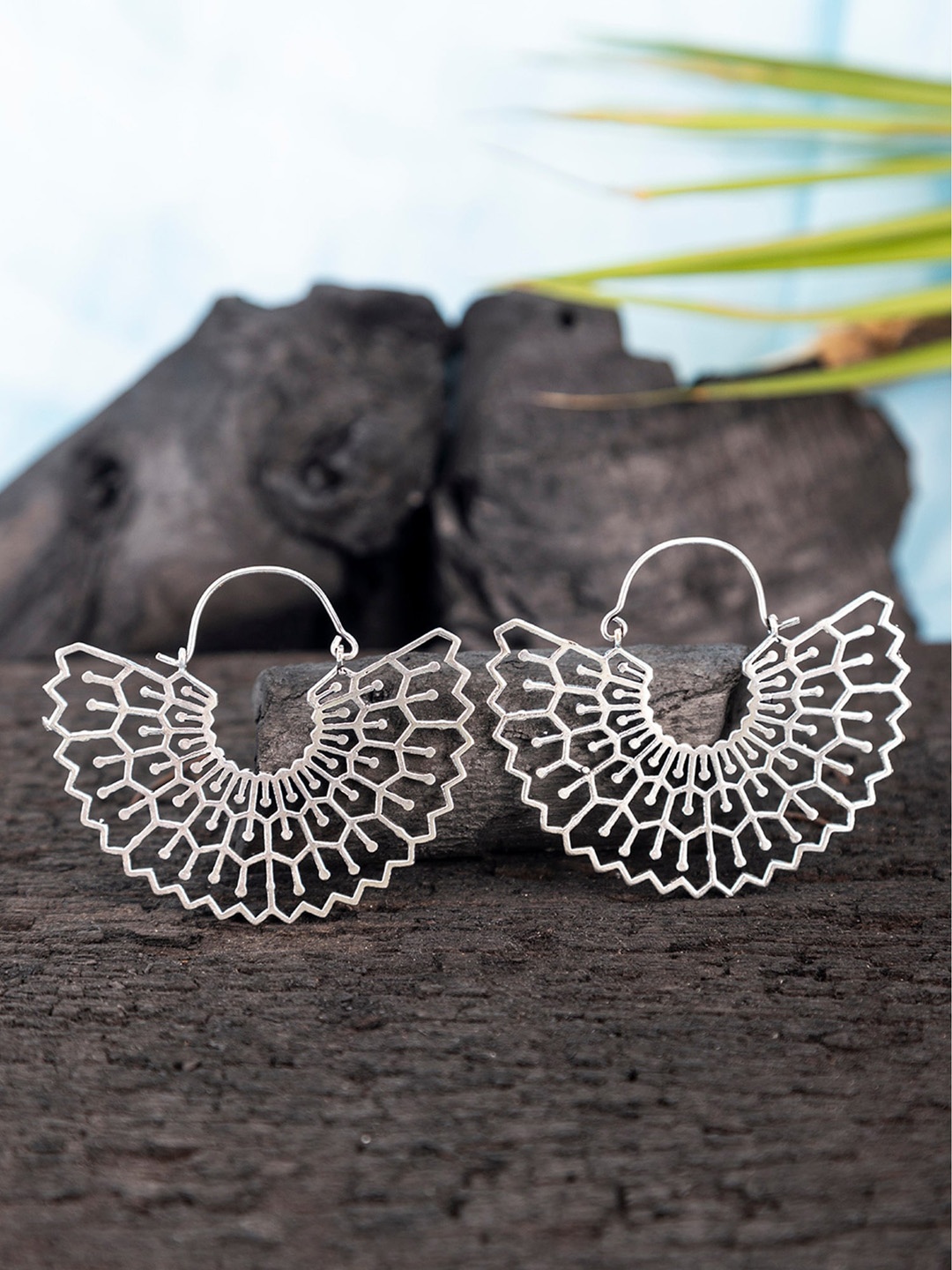 

Studio One Love Silver-Plated Contemporary Hoop Earrings