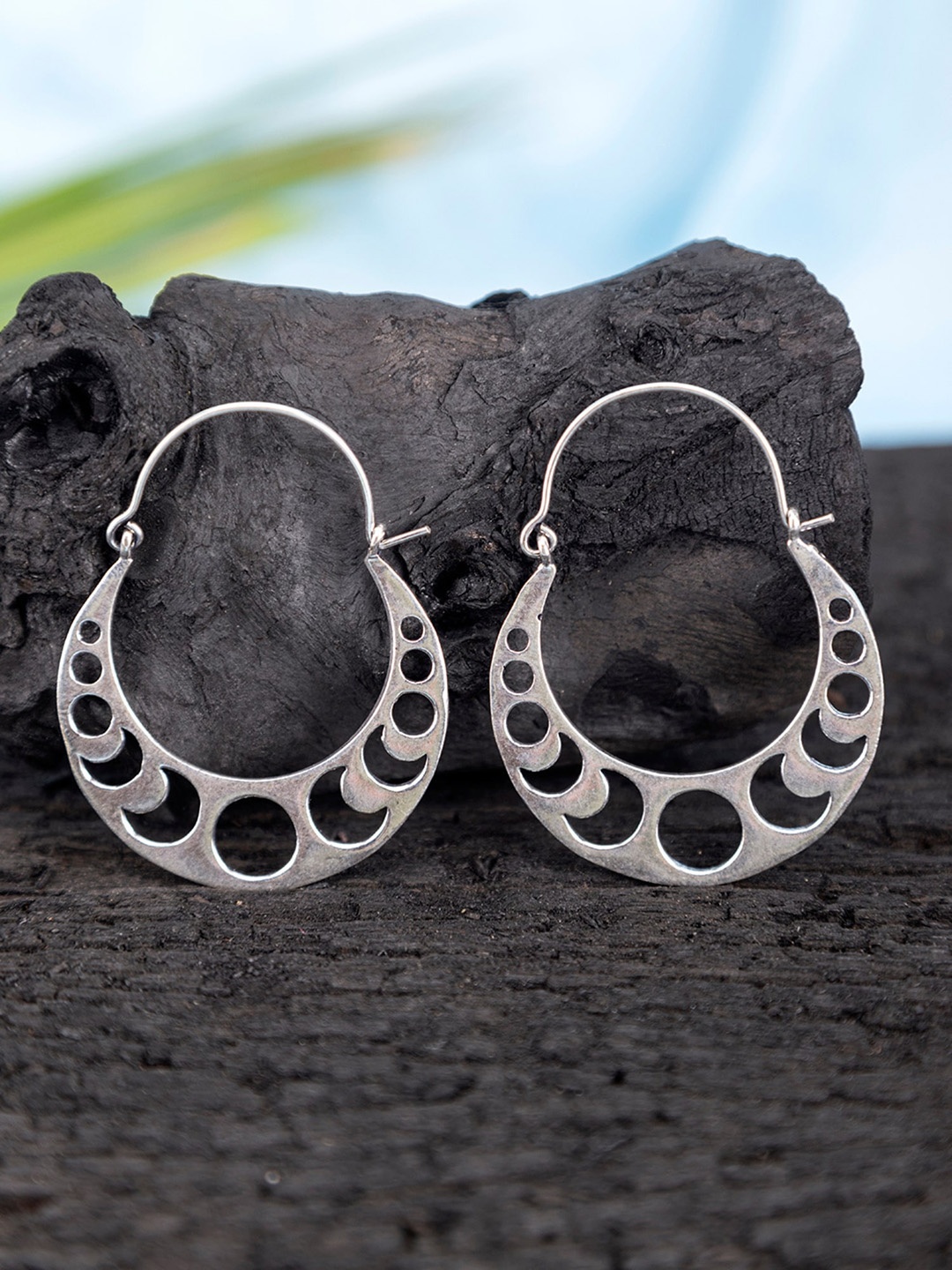 

Studio One Love Silver-Plated Contemporary Hoop Earrings