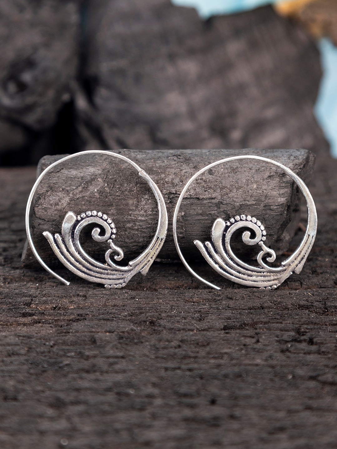 

Studio One Love Silver-Plated Contemporary Hoop Earrings