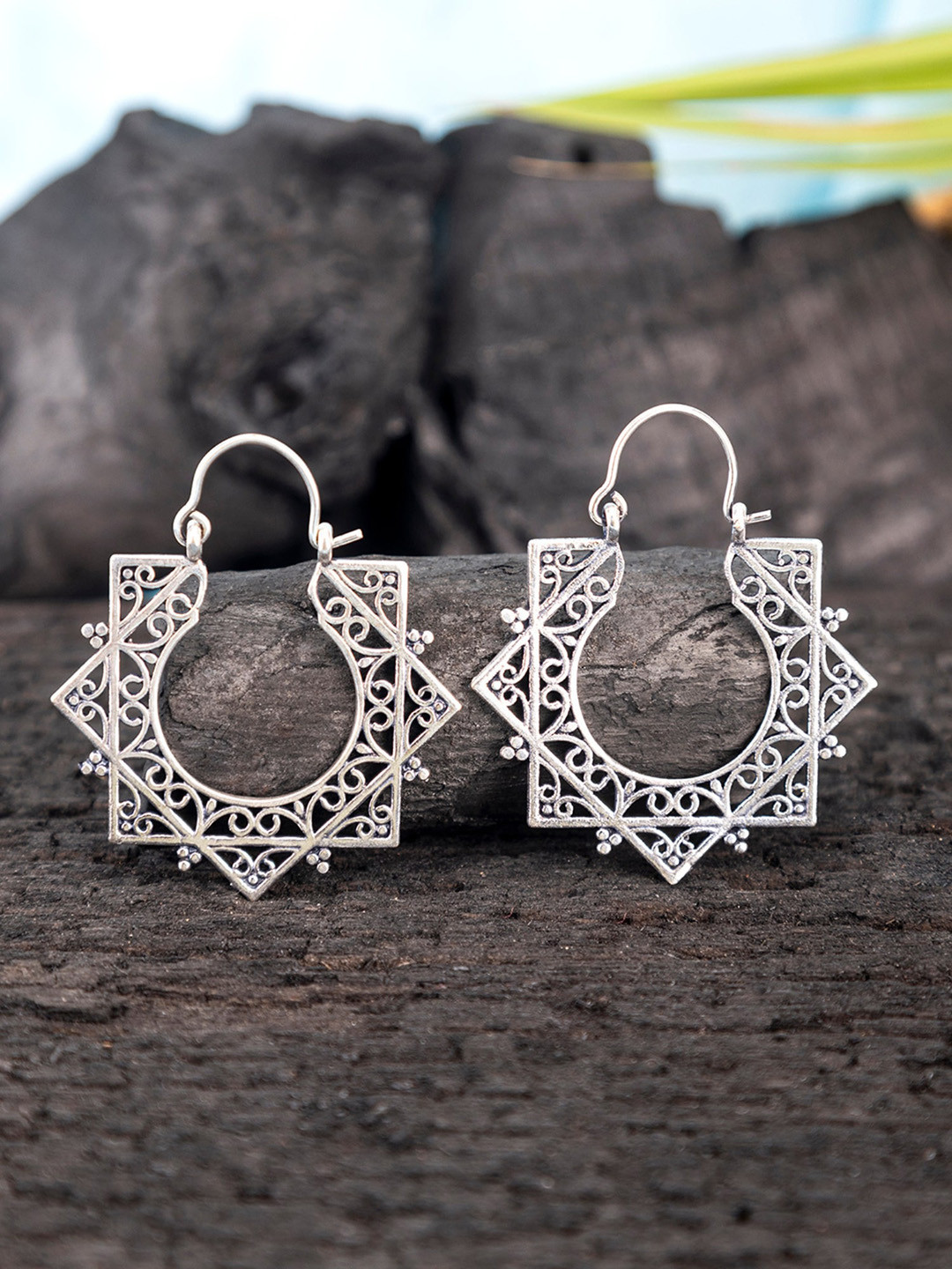 

Studio One Love Silver-Plated Contemporary Drop Earrings