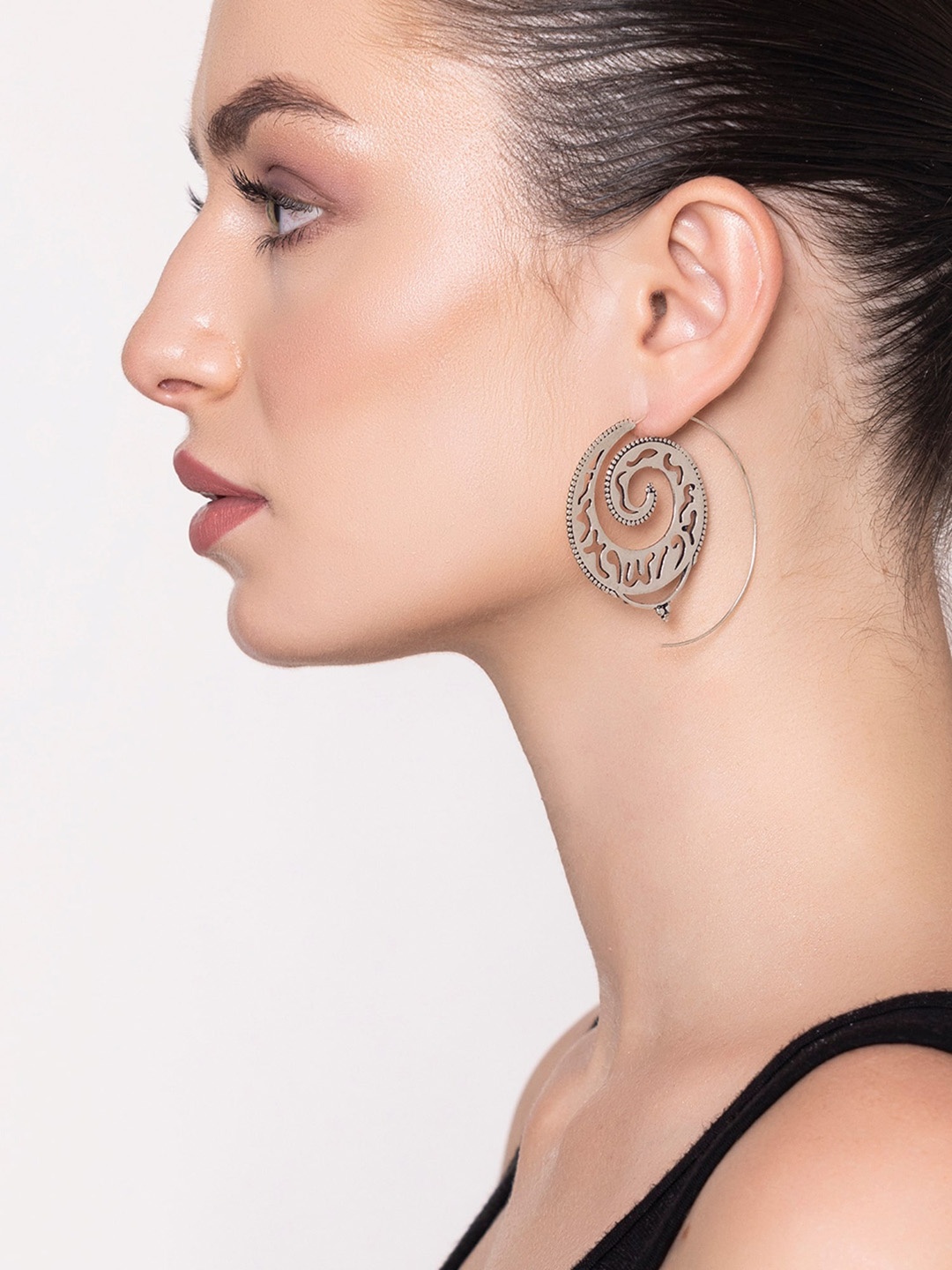 

Studio One Love Silver-Plated Contemporary Hoop Earrings