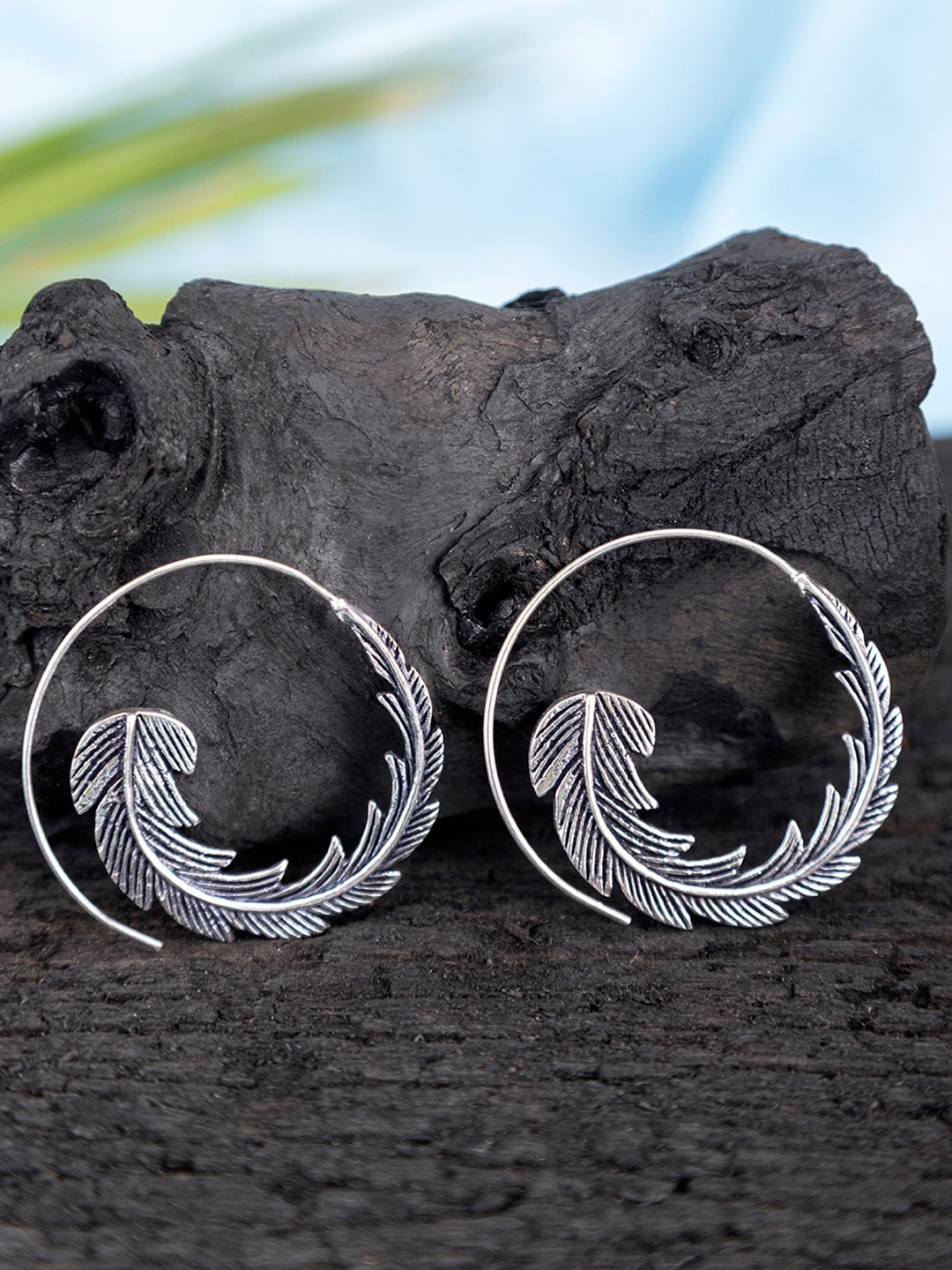 

Studio One Love Silver-Plated Contemporary Hoop Earrings