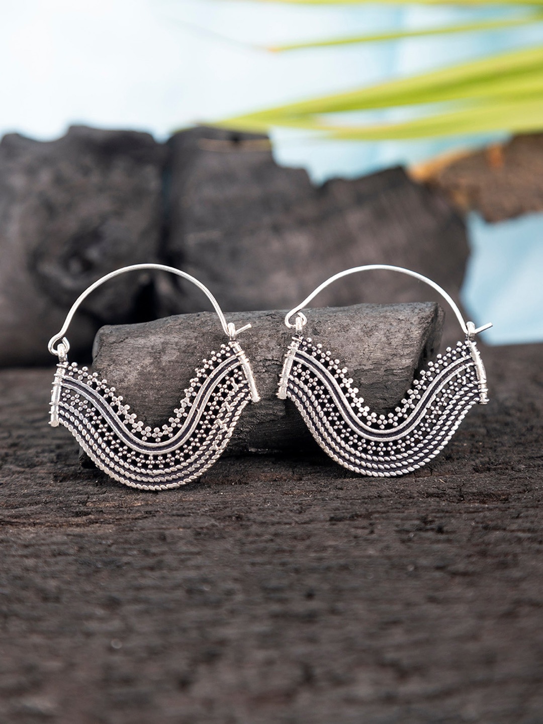 

Studio One Love Silver-Plated Contemporary Hoop Earrings