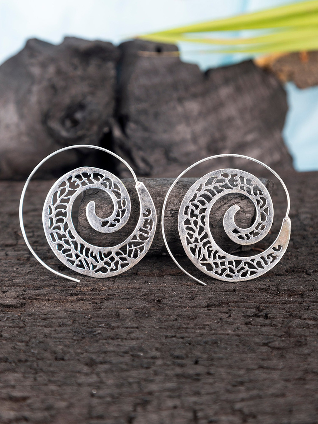 

Studio One Love Silver-Plated Contemporary Hoop Earrings