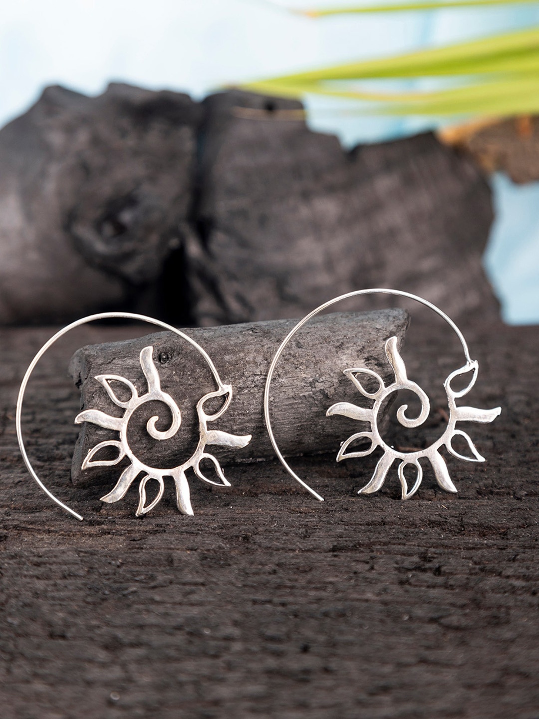 

Studio One Love Silver-Plated Contemporary Hoop Earrings