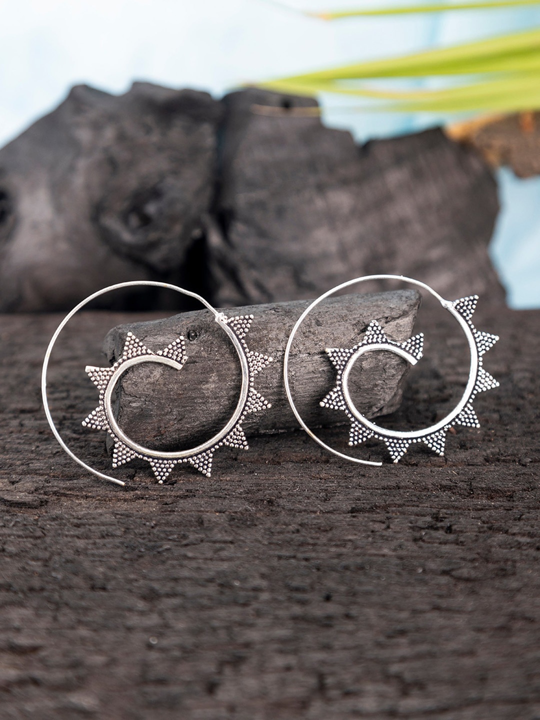 

Studio One Love Silver-Plated Contemporary Hoop Earrings
