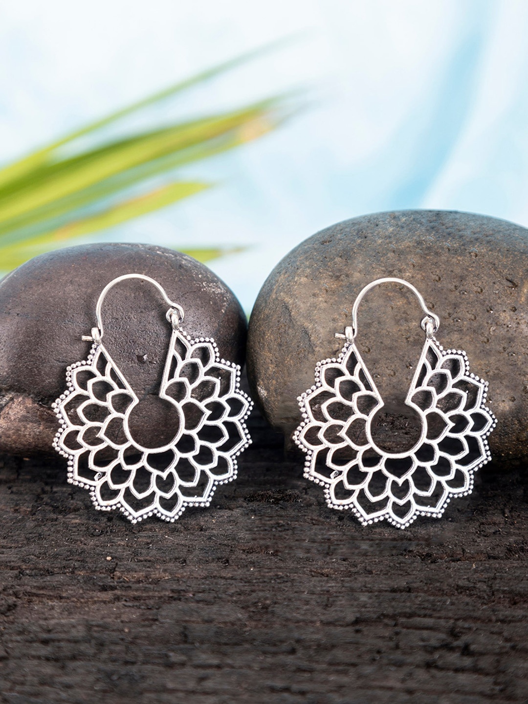 

Studio One Love Silver-Plated Contemporary Hoop Earrings