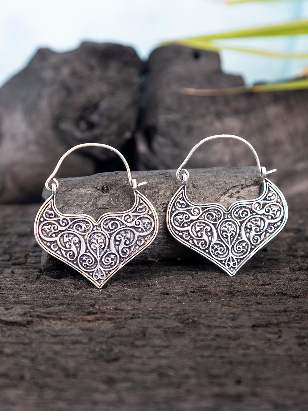 

Studio One Love Silver-Plated Contemporary Hoop Earrings