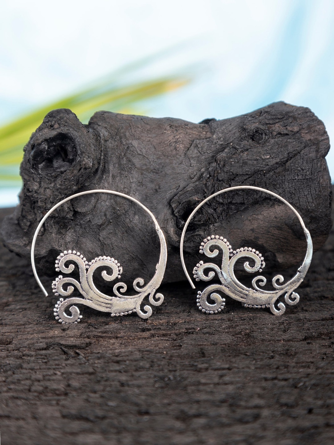 

Studio One Love Silver-Plated Contemporary Hoop Earrings