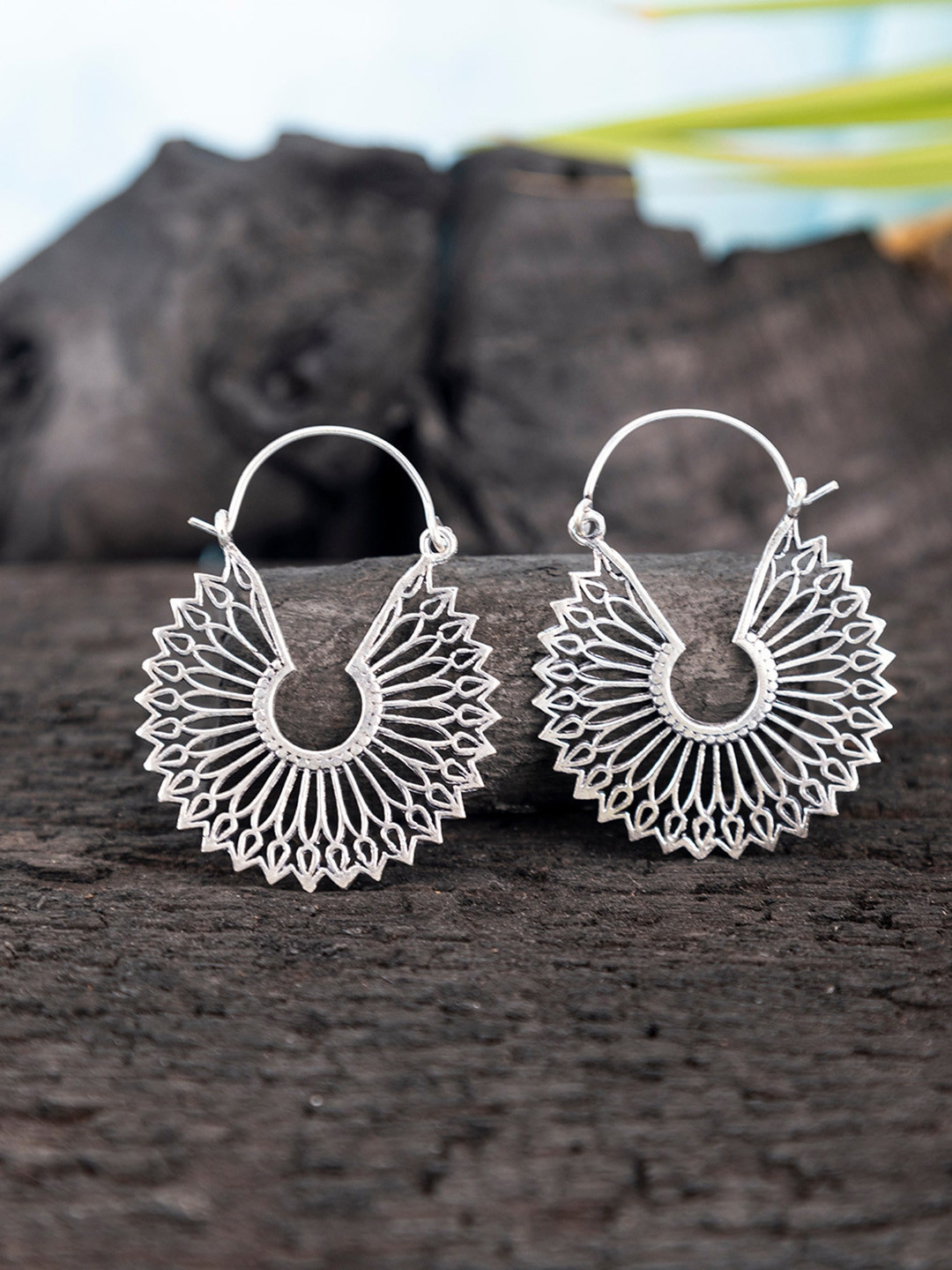 

Studio One Love Silver-Plated Contemporary Hoop Earrings