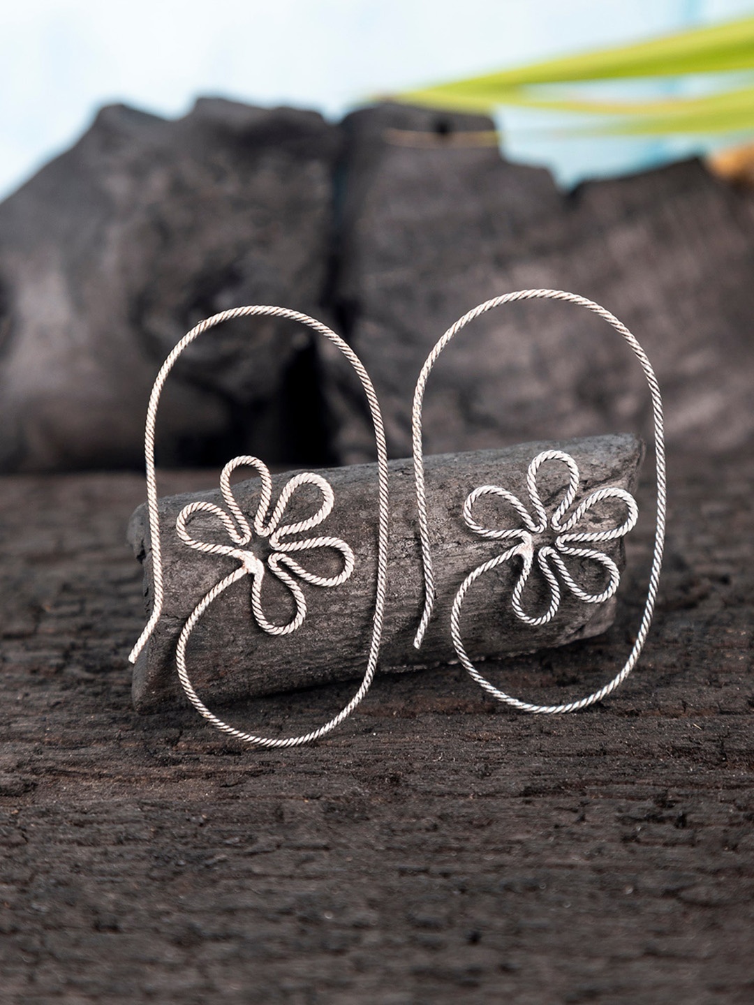 

Studio One Love Silver-Plated Contemporary Hoop Earrings