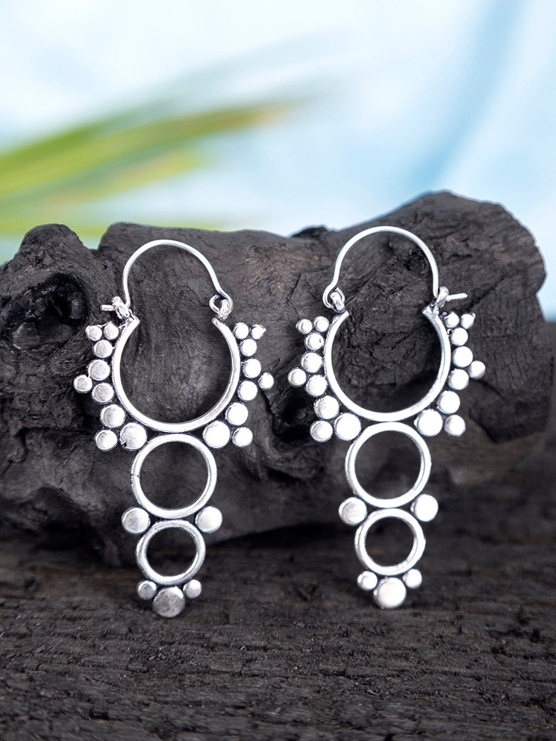 

Studio One Love Silver-Plated Contemporary Hoop Earrings