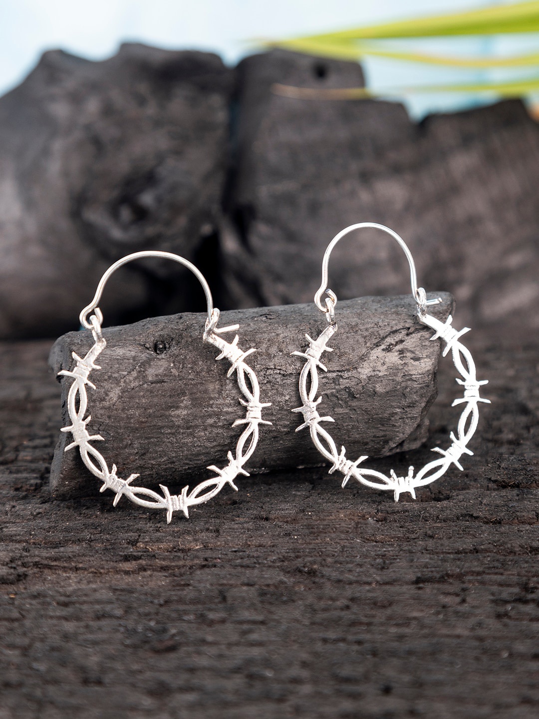 

Studio One Love Silver-Plated Contemporary Hoop Earrings