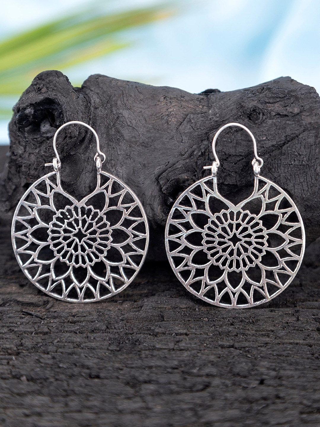 

Studio One Love Silver-Plated Circular Shaped Hoop Earrings